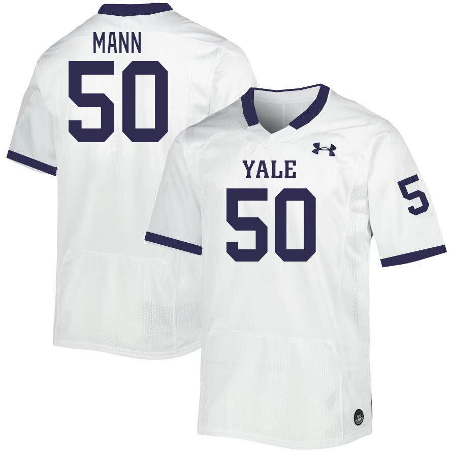 Men-Youth #50 Ben Mann Yale Bulldogs 2023 College Football Jerseys Stitched Sale-White